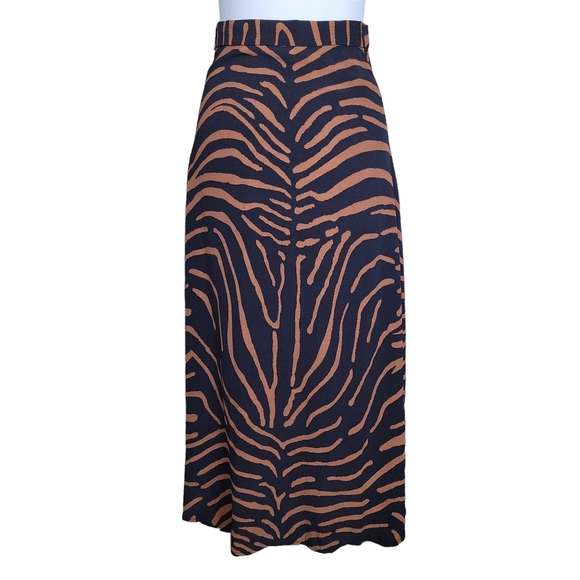 Mango MNG | Women's Black Rust Animal Print Button Front Midi Skirt - Sz S - Picture 3 of 8